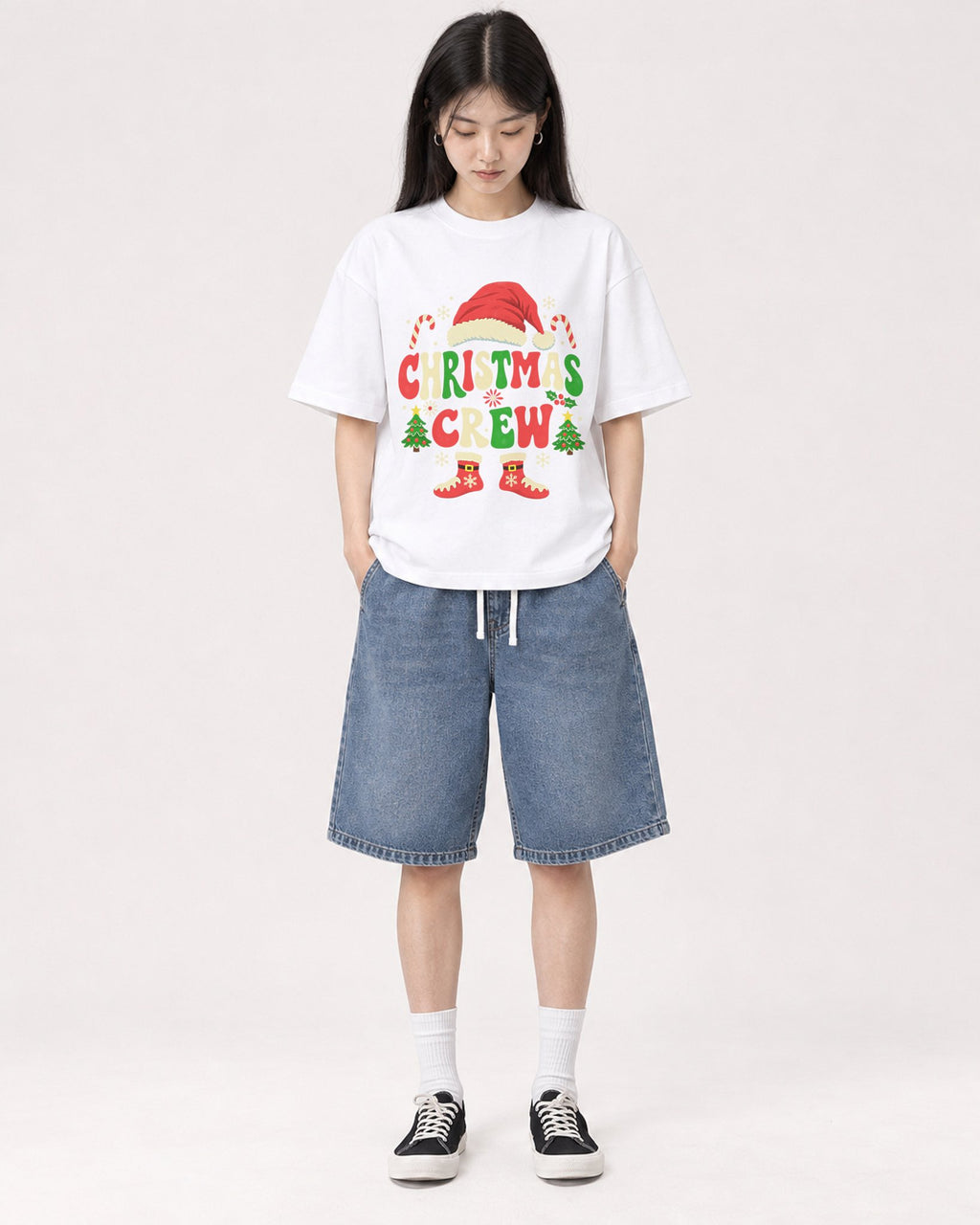 Mockup Boxy Heavyweight Tee White female full-body 01