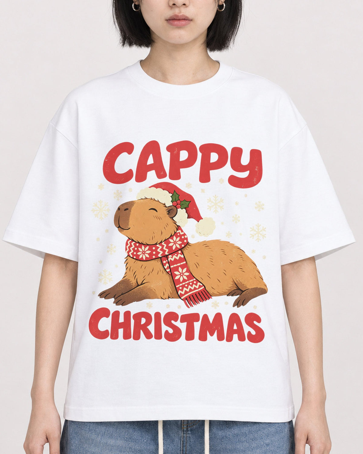 Mockup Boxy Heavyweight Tee White female close-up 11