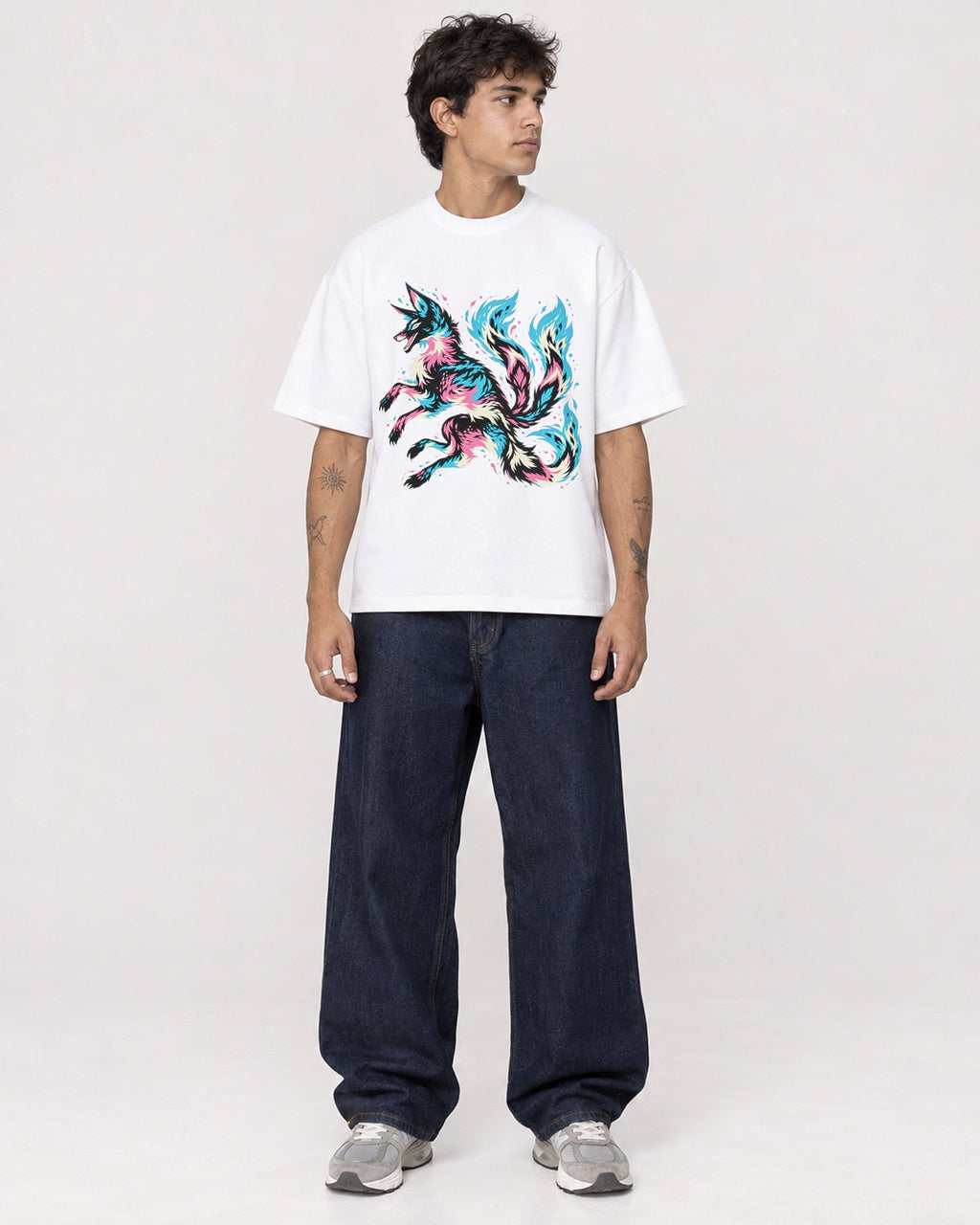 Mockup Boxy Heavyweight Tee White male full-body 06