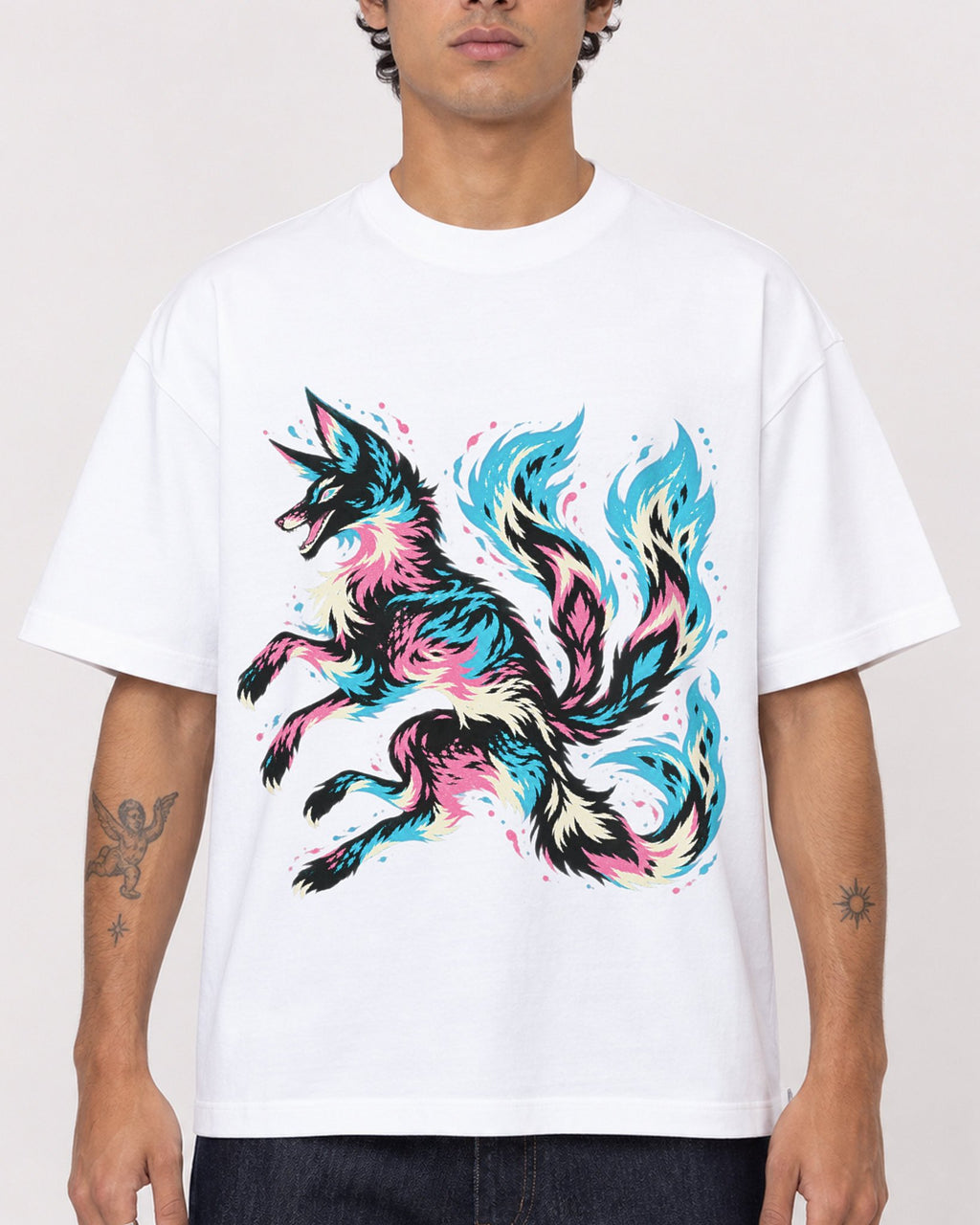 Mockup Boxy Heavyweight Tee White male close-up 06