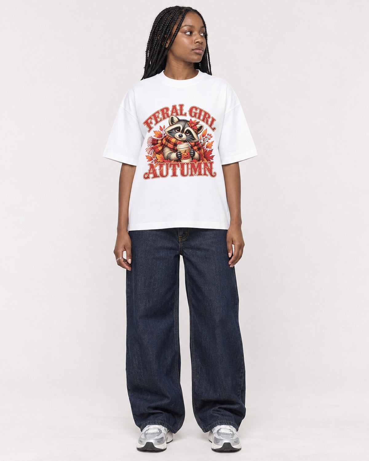 Mockup Boxy Heavyweight Tee White female full-body 04
