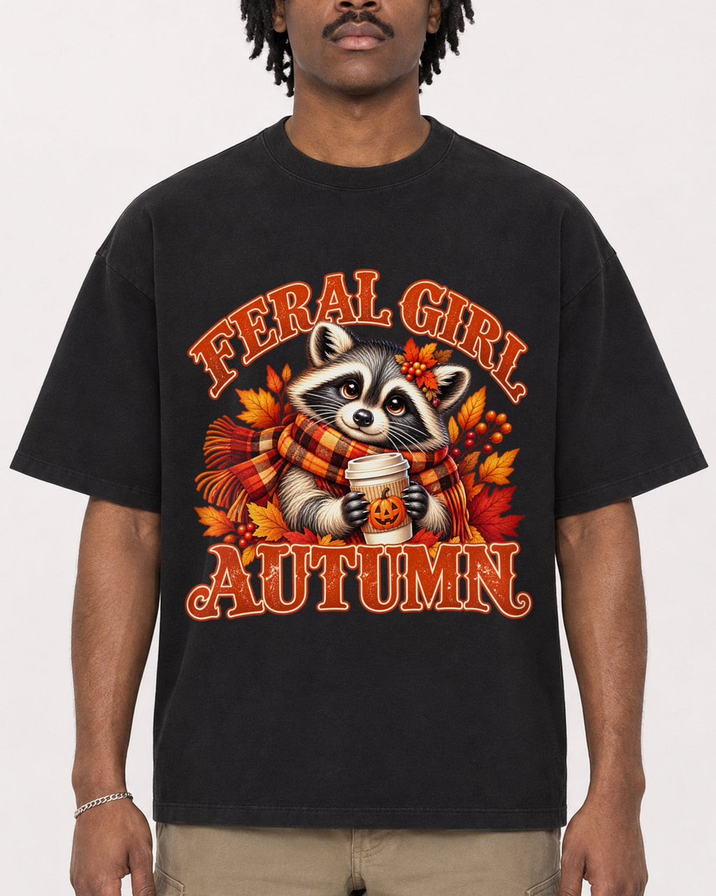 Mockup Boxy Heavyweight Tee Black male close-up 04