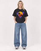 Mockup Boxy Heavyweight Tee Black female full-body 08