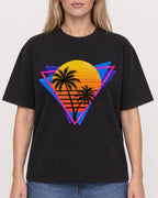 Mockup Boxy Heavyweight Tee Black female close-up 08