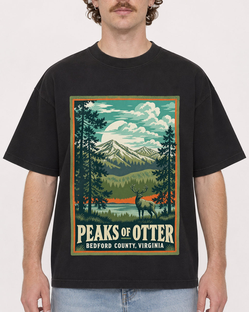 Mockup Boxy Heavyweight Tee Black male close-up 09