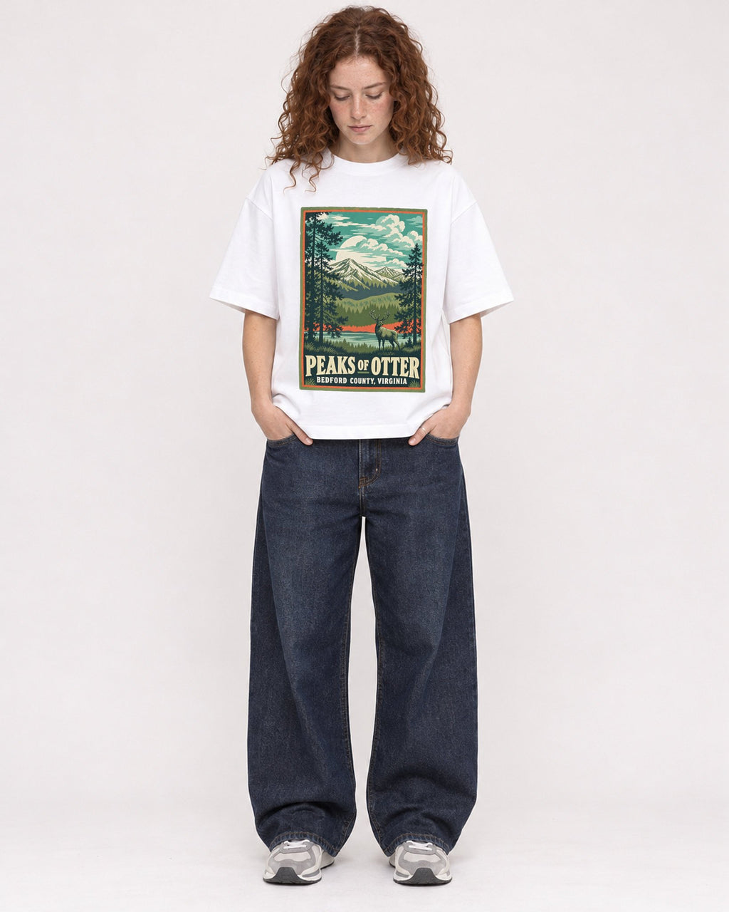 Mockup Boxy Heavyweight Tee White female full-body 09