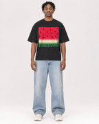 Mockup Boxy Heavyweight Tee Black male full-body 05