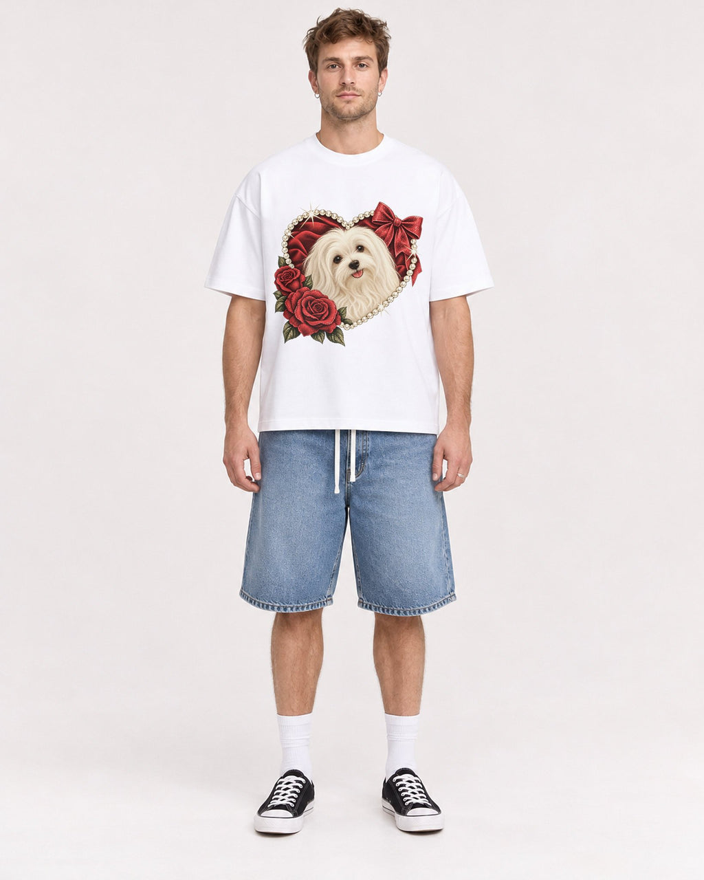 Mockup Boxy Heavyweight Tee White male full-body 08