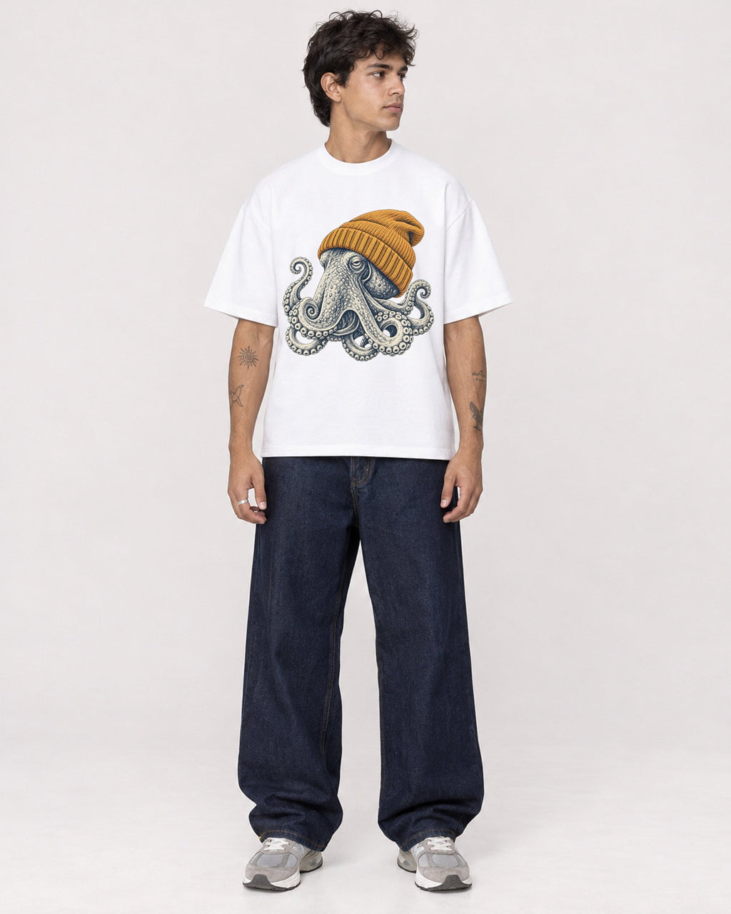 Mockup Boxy Heavyweight Tee White male full-body 06