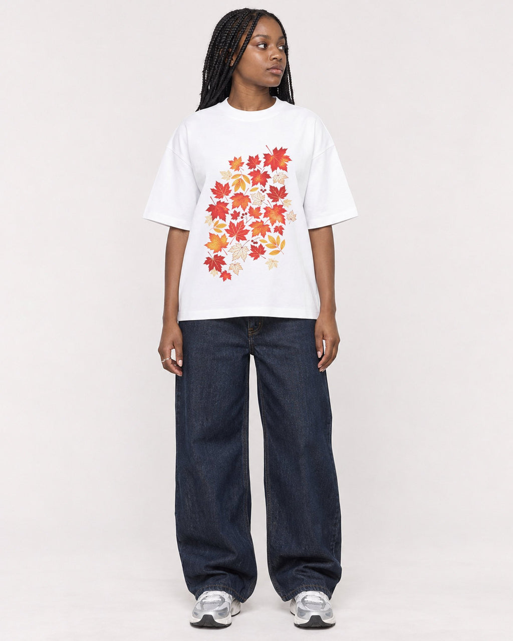 Mockup Boxy Heavyweight Tee White female full-body 04