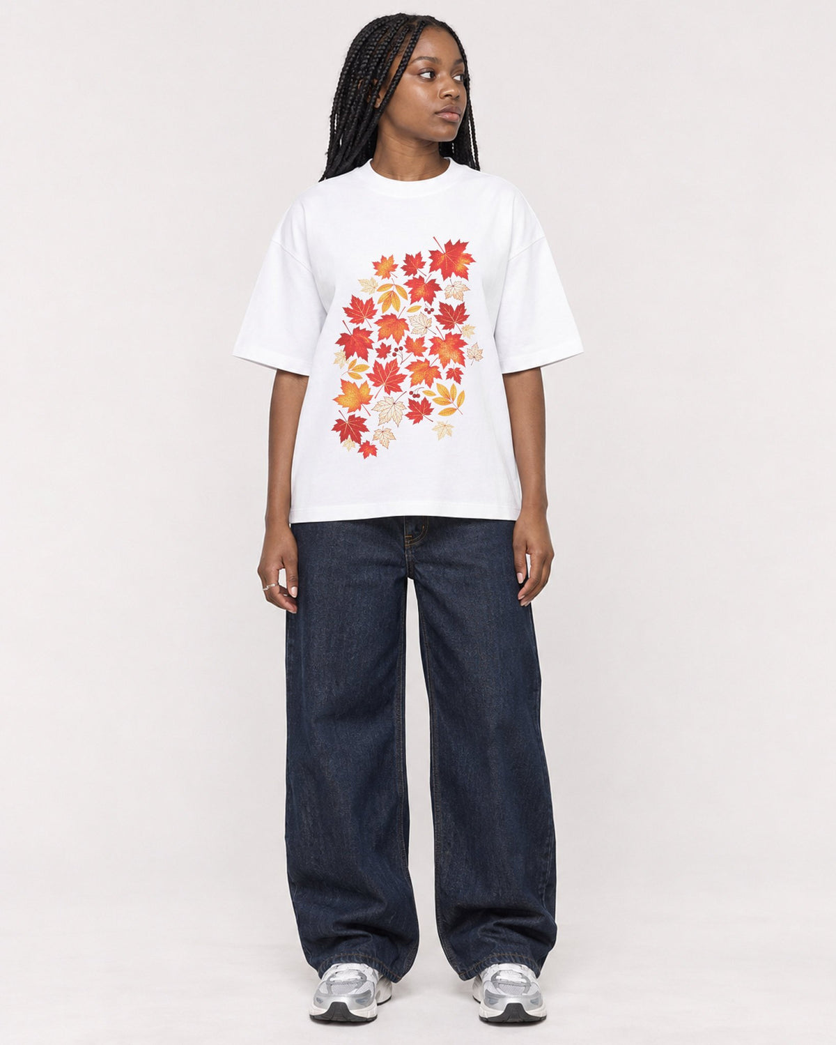 Mockup Boxy Heavyweight Tee White female full-body 04