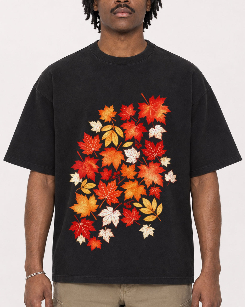 Mockup Boxy Heavyweight Tee Black male close-up 04