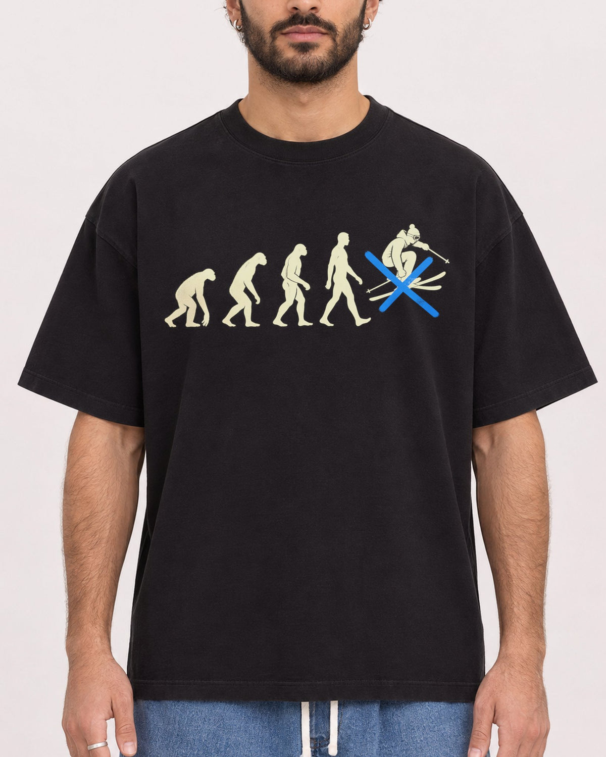 Mockup Boxy Heavyweight Tee Black male close-up 27