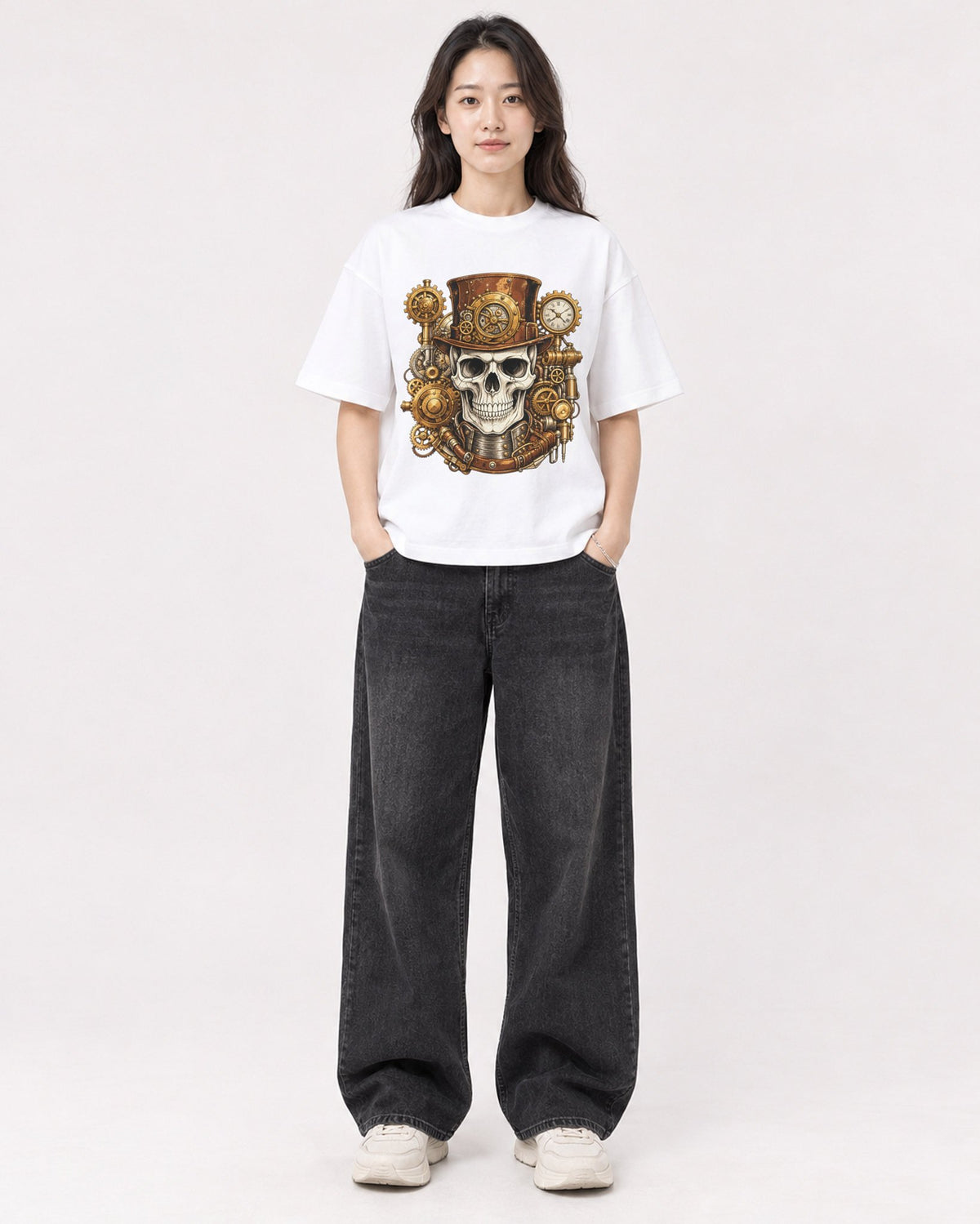 Mockup Boxy Heavyweight Tee White female full-body 03