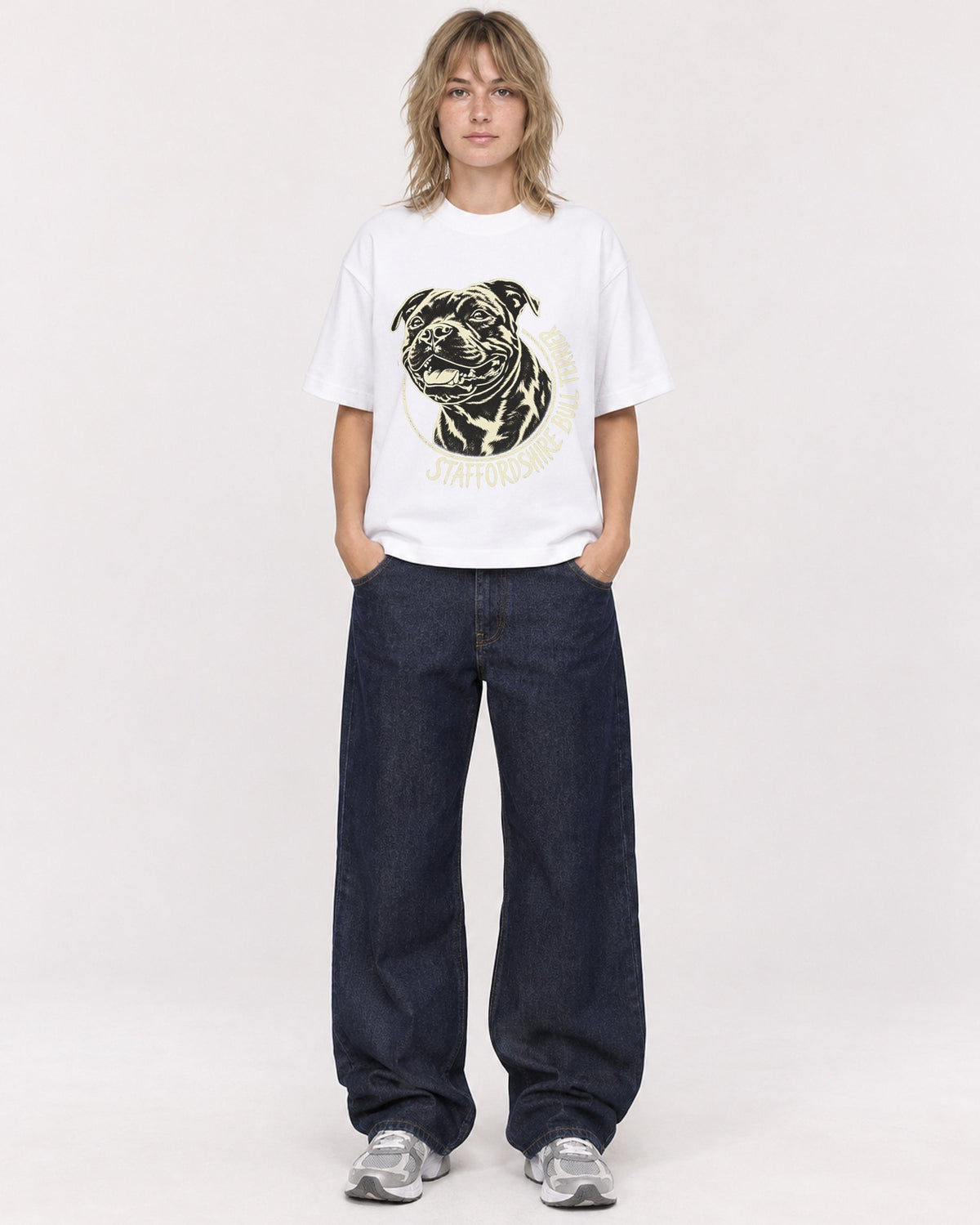 Mockup Boxy Heavyweight Tee White female full-body 19