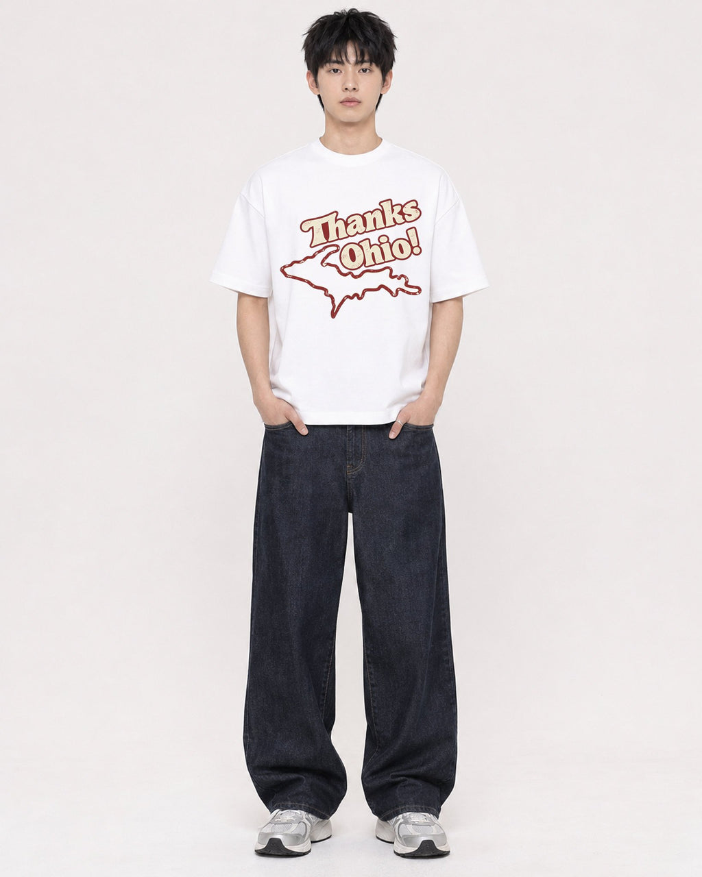 Mockup Boxy Heavyweight Tee White male full-body 01