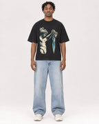 Mockup Boxy Heavyweight Tee Black male full-body 05