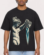 Mockup Boxy Heavyweight Tee Black male close-up 05