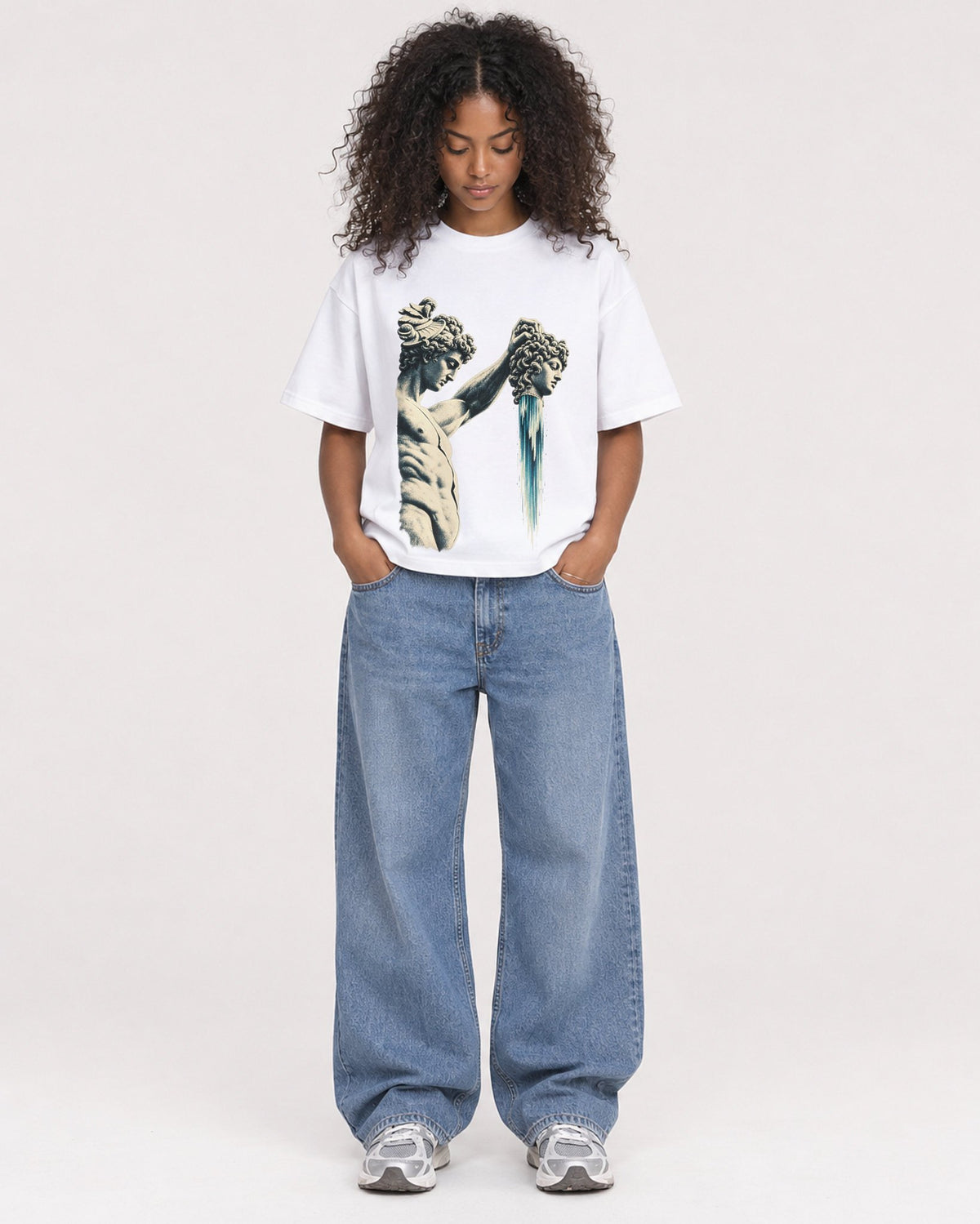 Mockup Boxy Heavyweight Tee White female full-body 05
