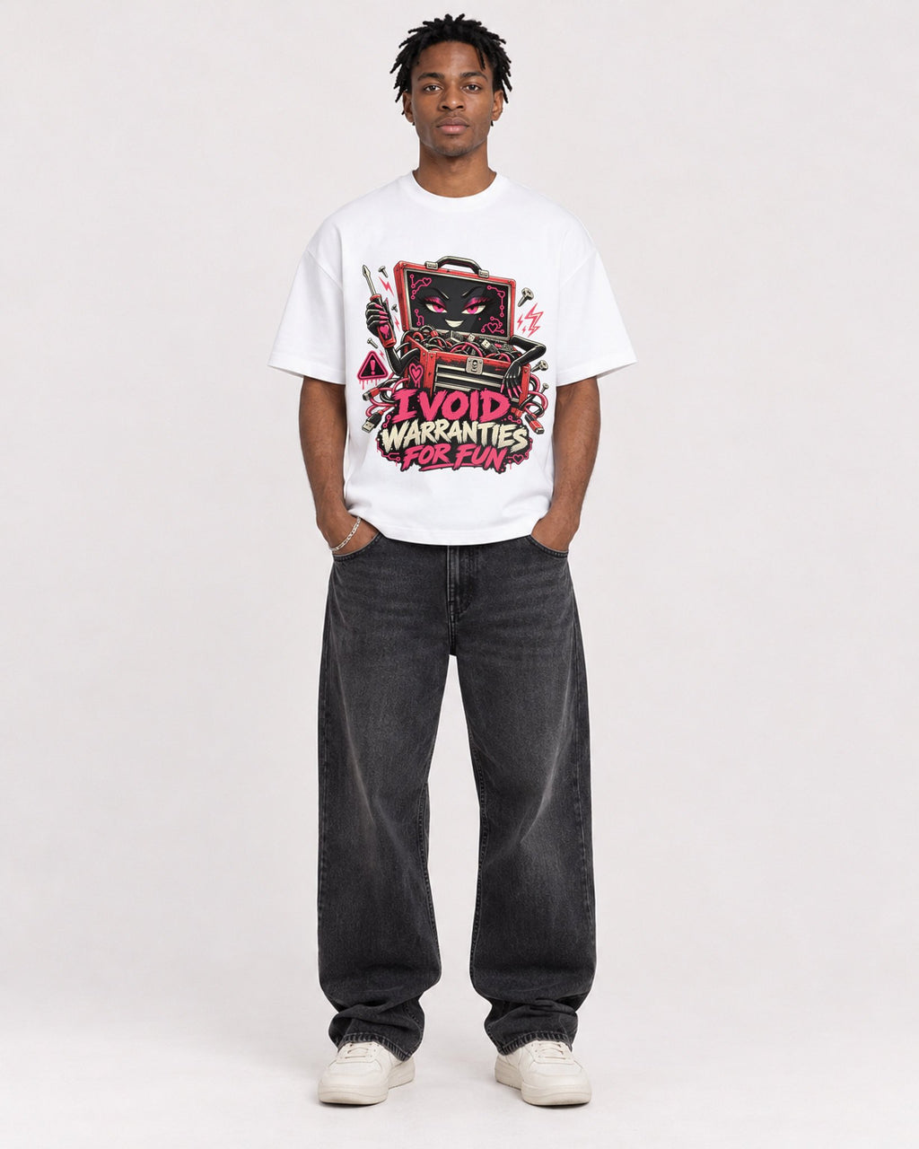 Mockup Boxy Heavyweight Tee White male full-body 05