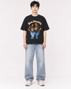 Mockup Boxy Heavyweight Tee Black male full-body 01