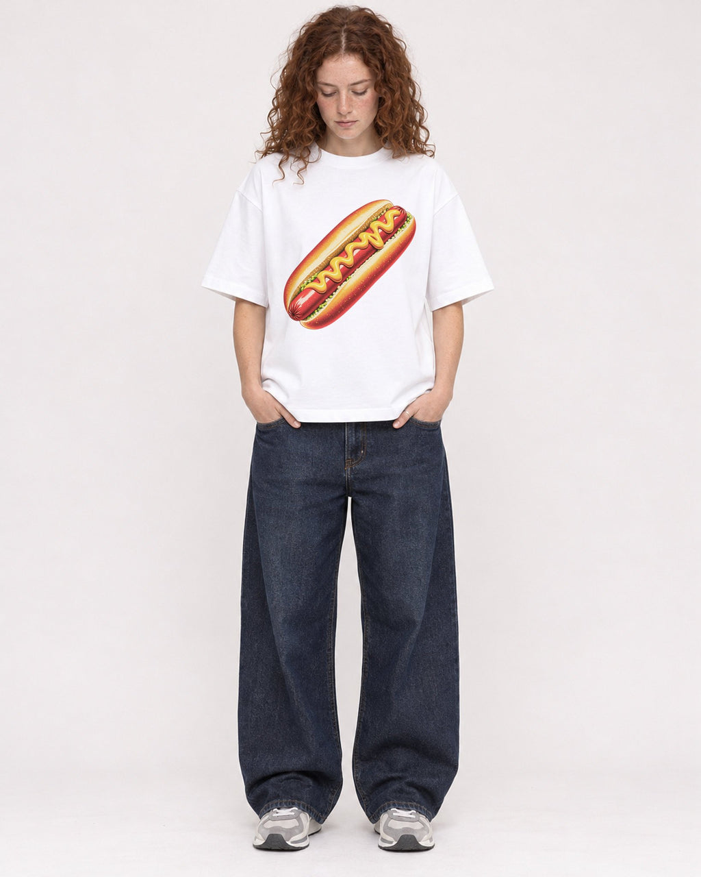 Mockup Boxy Heavyweight Tee White female full-body 09