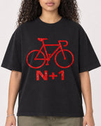 Mockup Boxy Heavyweight Tee Black female close-up 10
