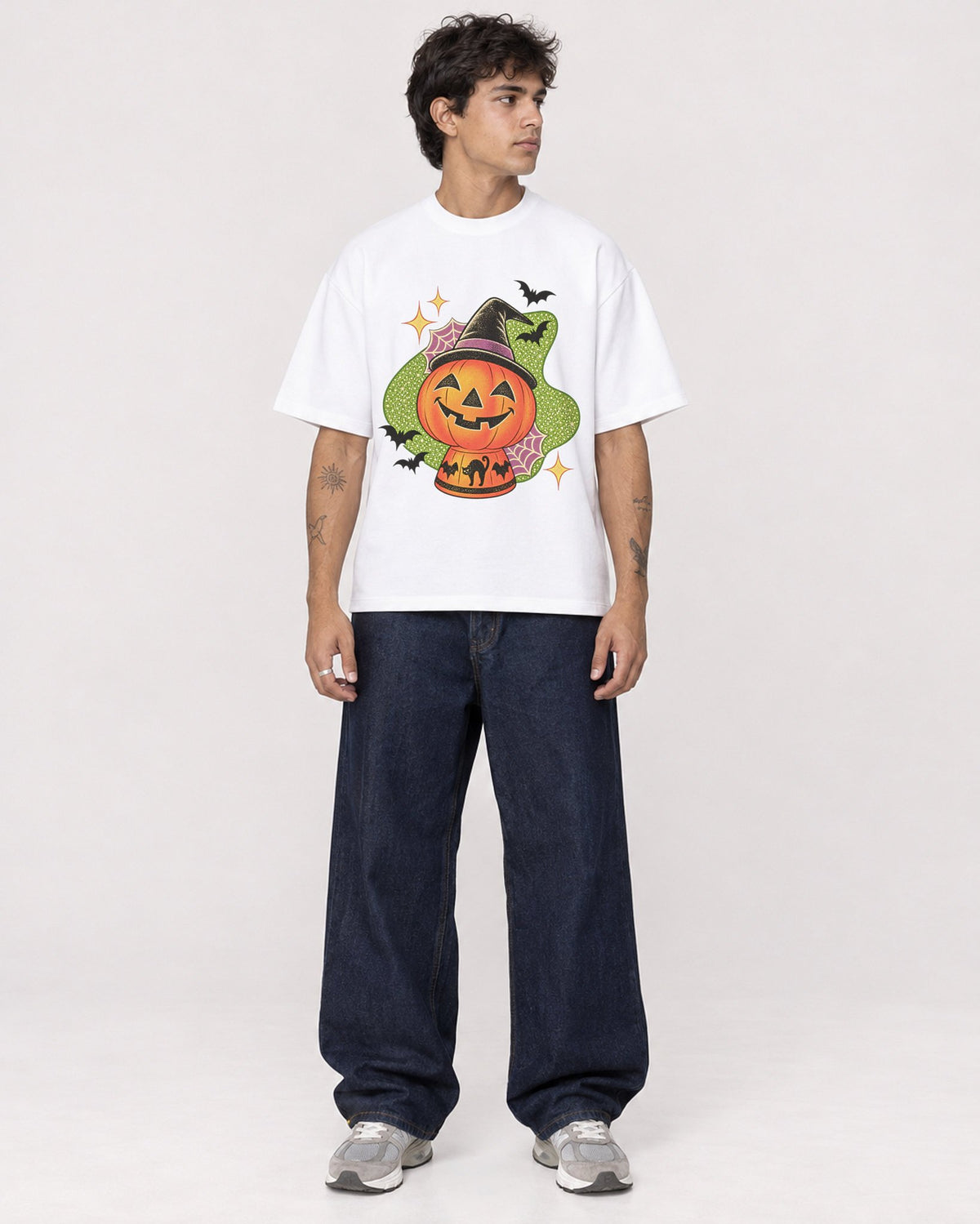 Mockup Boxy Heavyweight Tee White male full-body 06