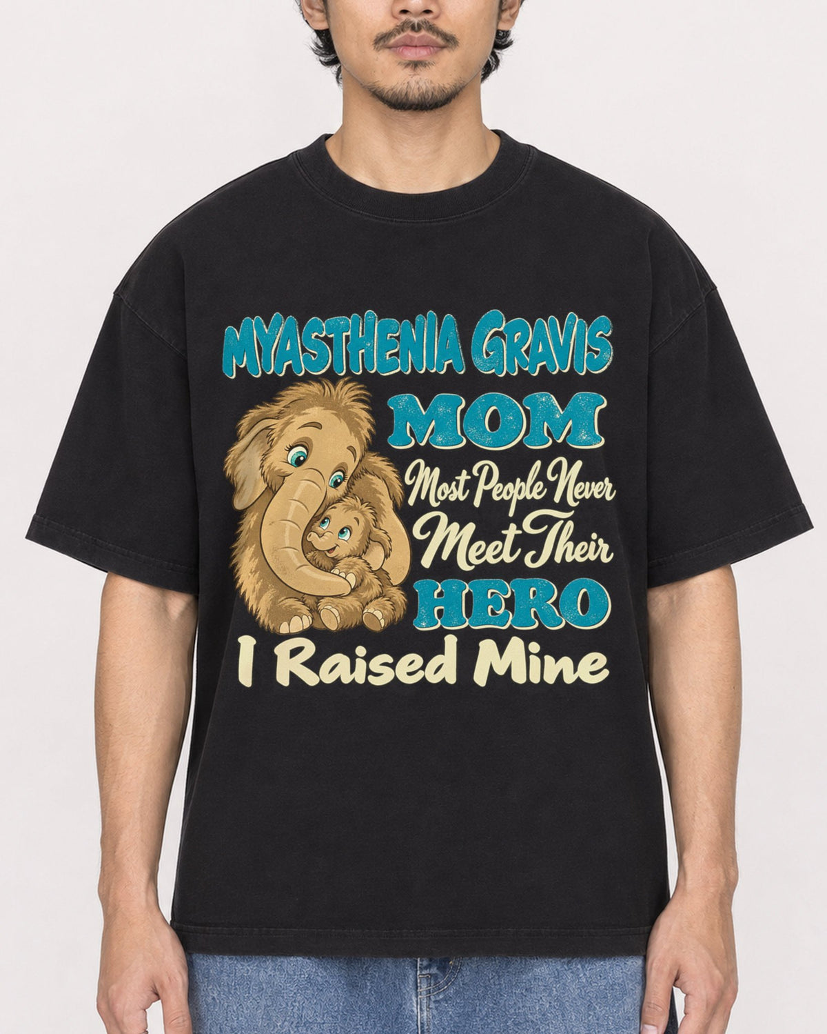 Mockup Boxy Heavyweight Tee Black male close-up 02