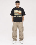 Mockup Boxy Heavyweight Tee Black male full-body 12