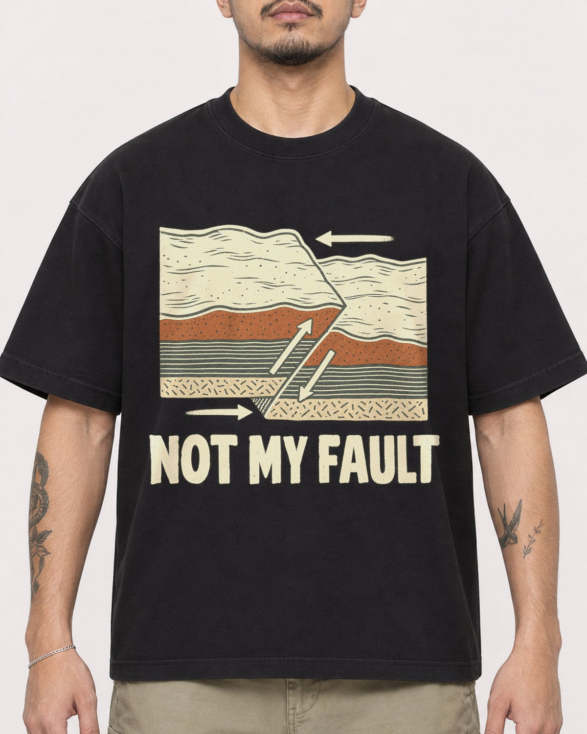 Mockup Boxy Heavyweight Tee Black male close-up 12