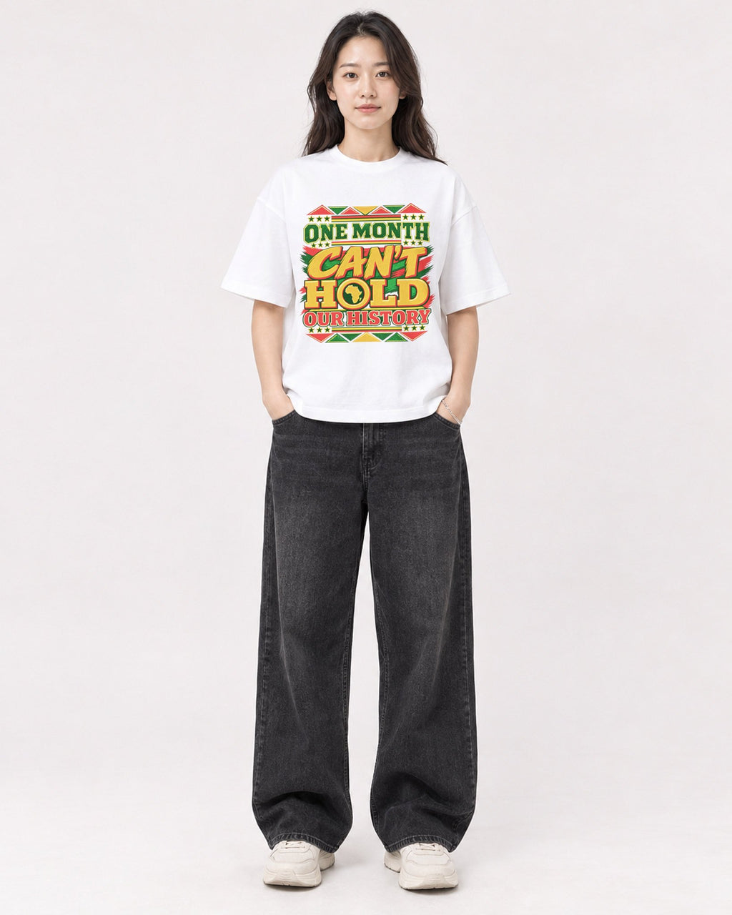 Mockup Boxy Heavyweight Tee White female full-body 03