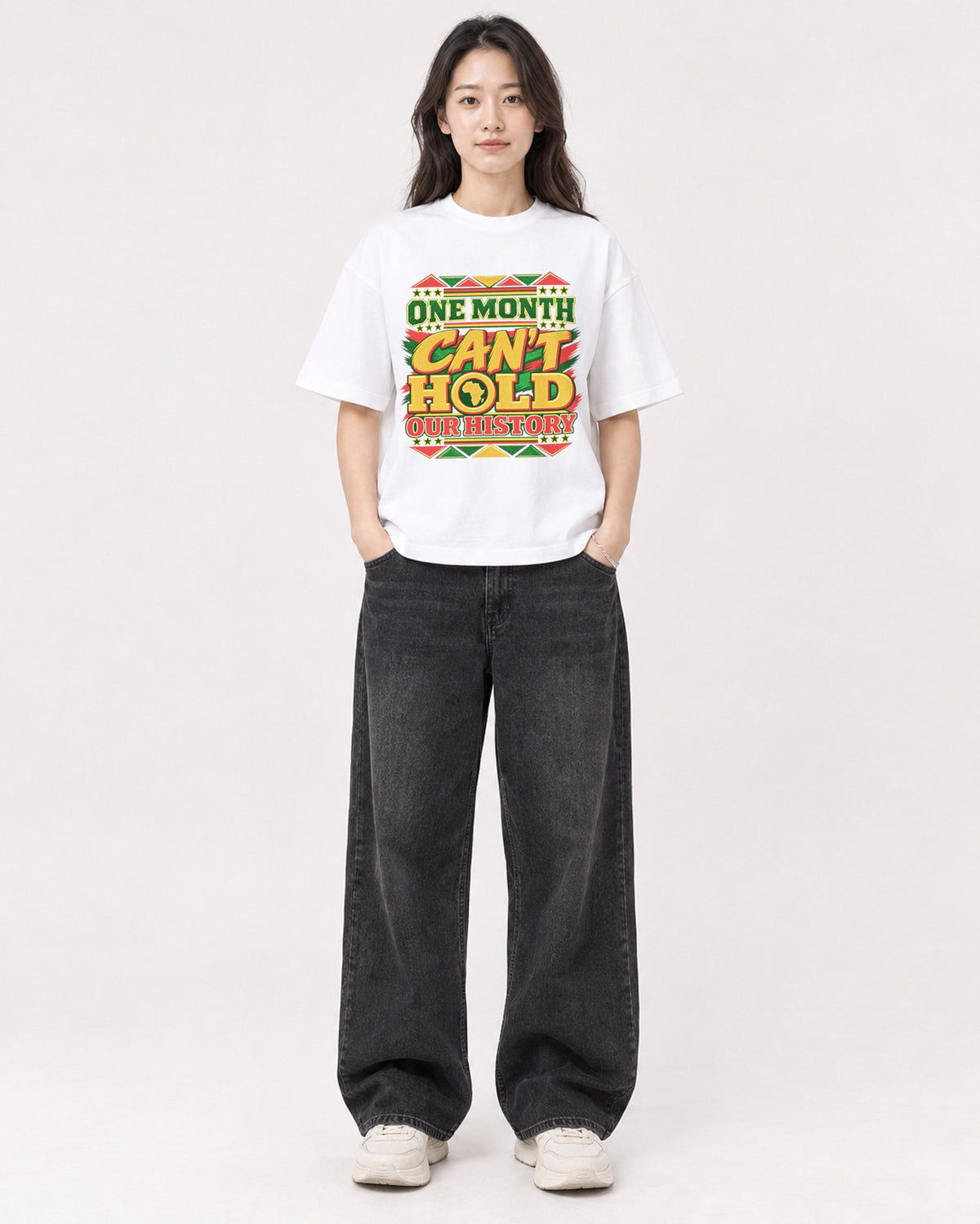 Mockup Boxy Heavyweight Tee White female full-body 03