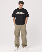 Mockup Boxy Heavyweight Tee Black male full-body 48