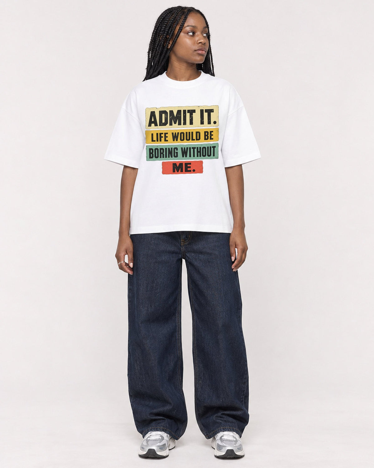 Mockup Boxy Heavyweight Tee White female full-body 04