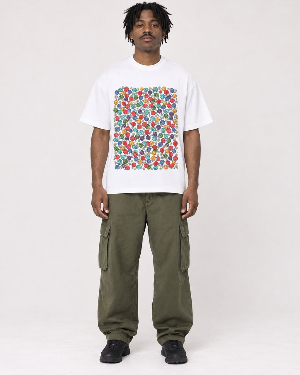 Mockup Boxy Heavyweight Tee White male full-body 04