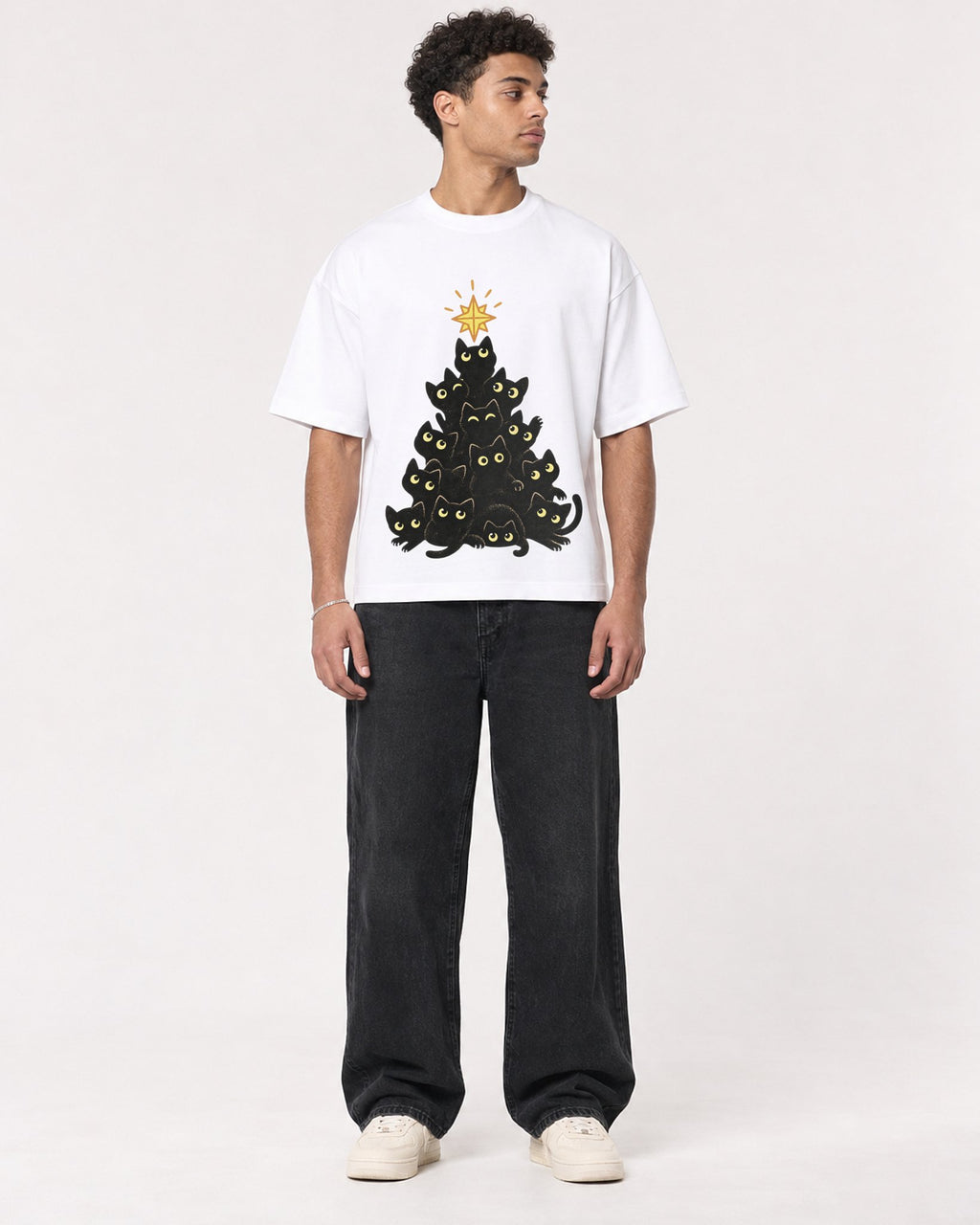 Mockup Boxy Heavyweight Tee White male full-body 10
