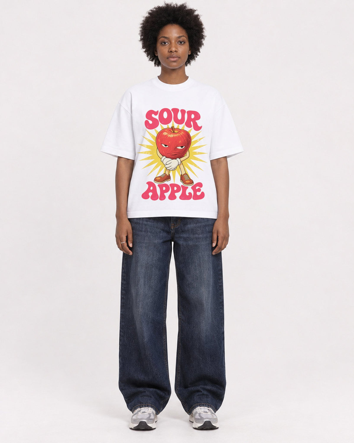 Mockup Boxy Heavyweight Tee White female full-body 14