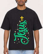 Mockup Boxy Heavyweight Tee Black male close-up 05