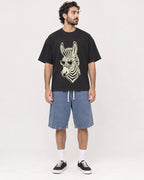 Mockup Boxy Heavyweight Tee Black male full-body 47