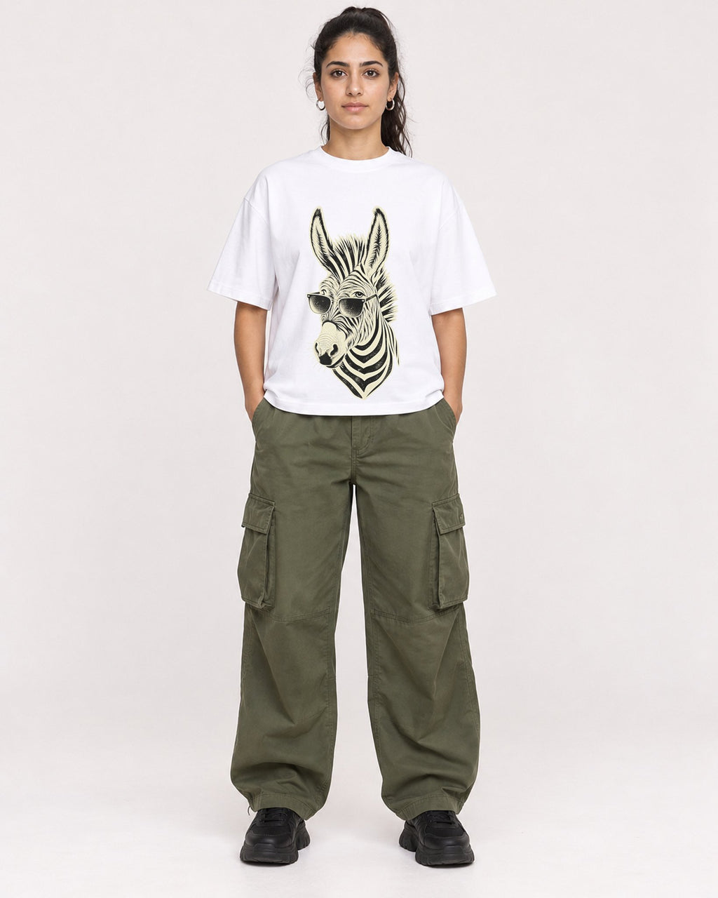 Mockup Boxy Heavyweight Tee White female full-body 47