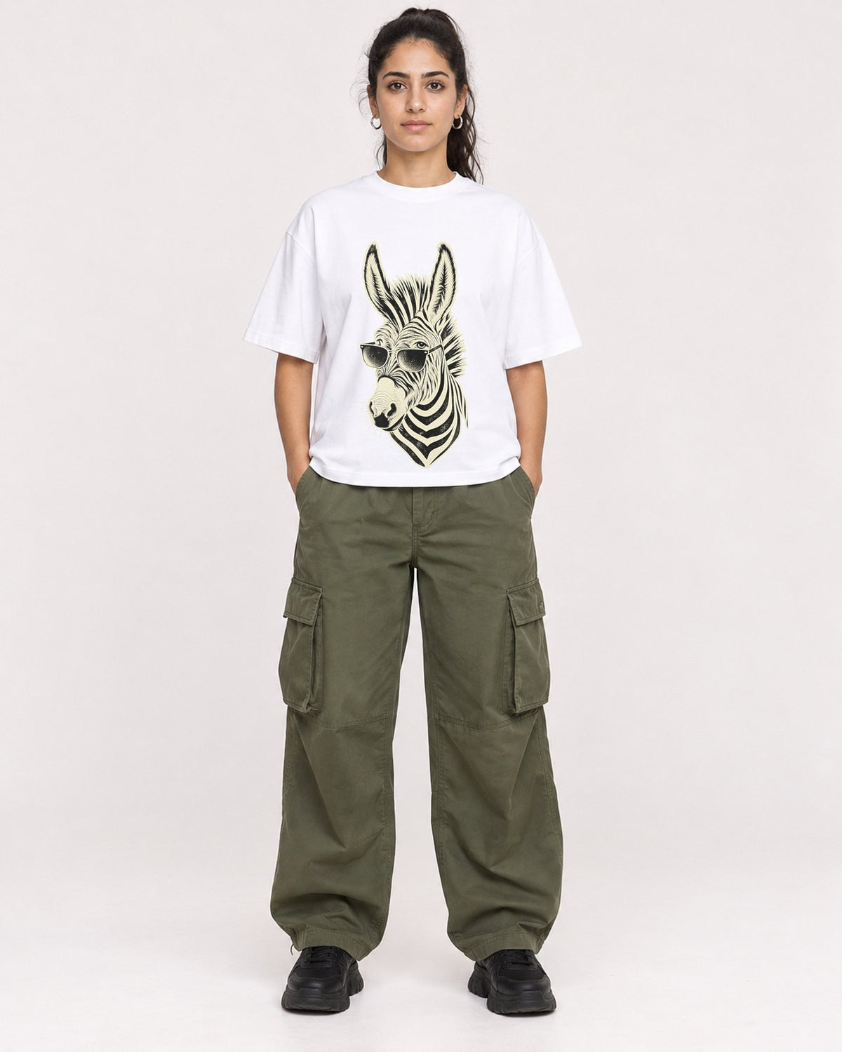 Mockup Boxy Heavyweight Tee White female full-body 47