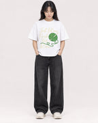 Mockup Boxy Heavyweight Tee White female full-body 13