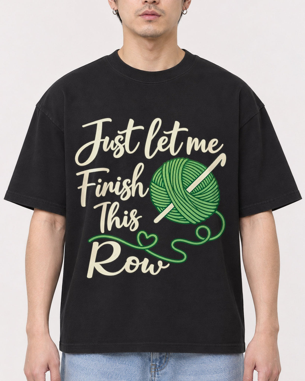 Mockup Boxy Heavyweight Tee Black male close-up 13