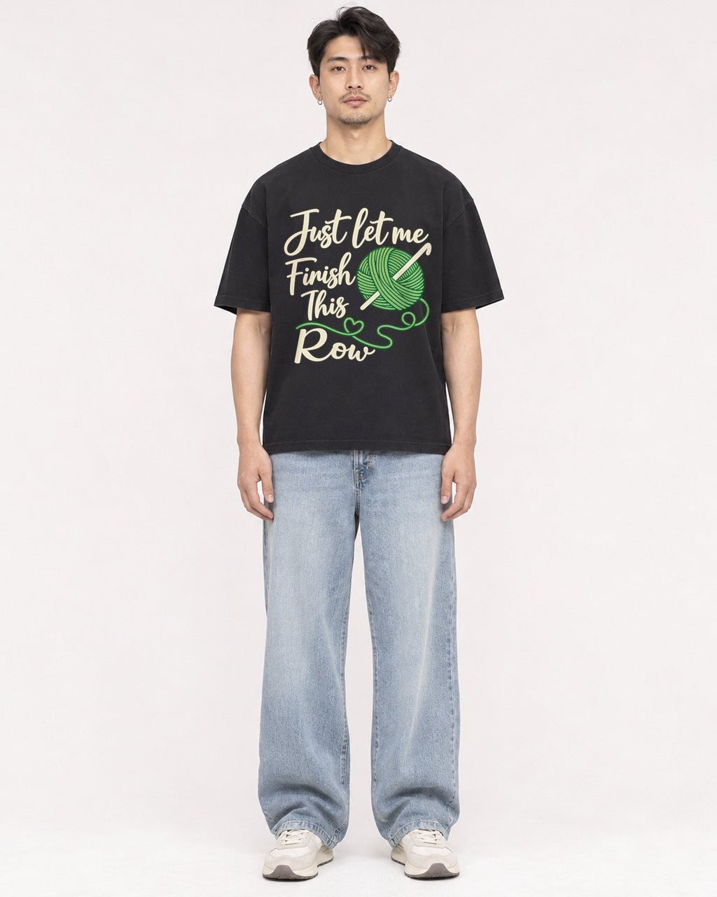 Mockup Boxy Heavyweight Tee Black male full-body 13