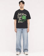 Mockup Boxy Heavyweight Tee Black male full-body 13