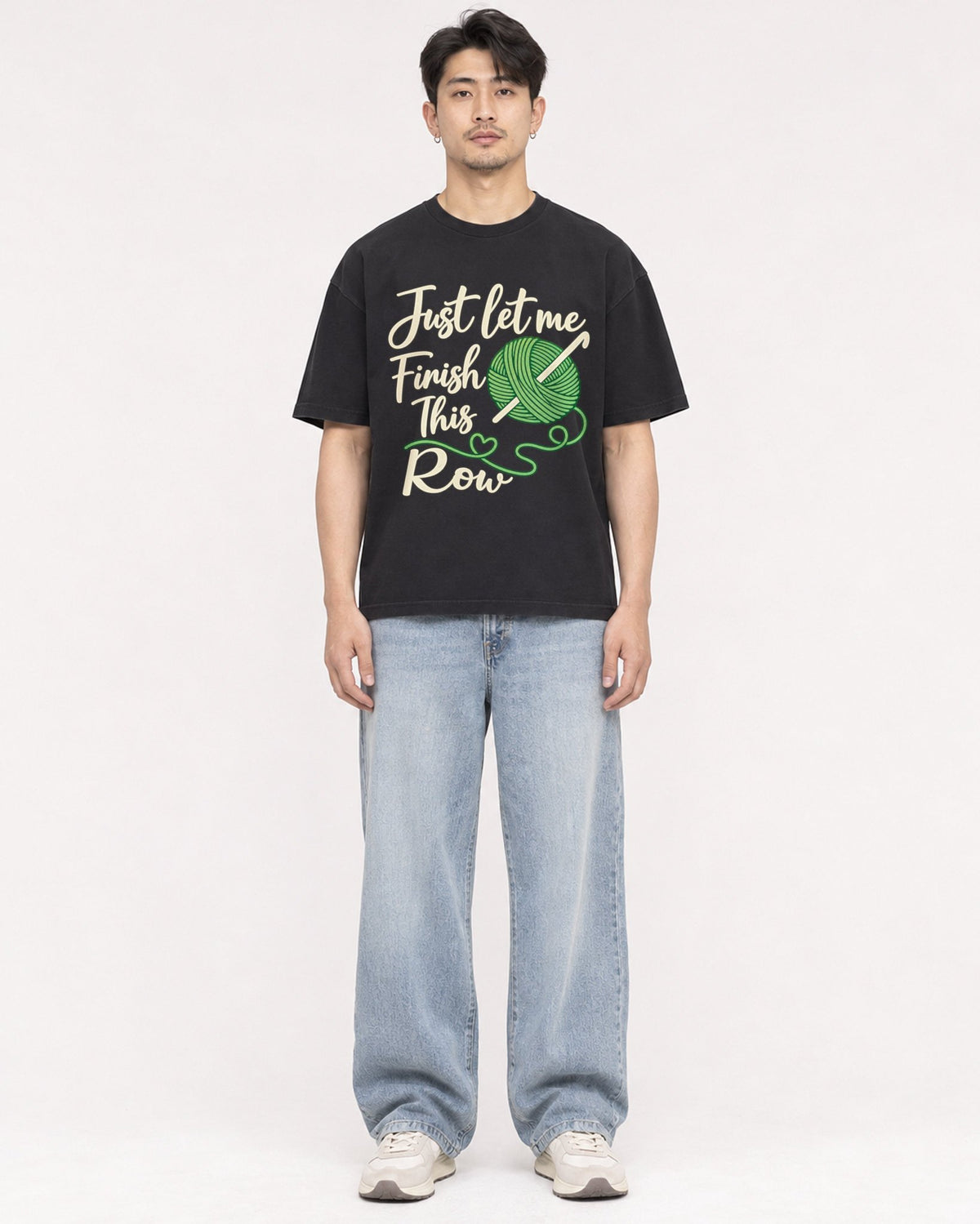 Mockup Boxy Heavyweight Tee Black male full-body 13
