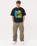 Mockup Boxy Heavyweight Tee Black male full-body 08