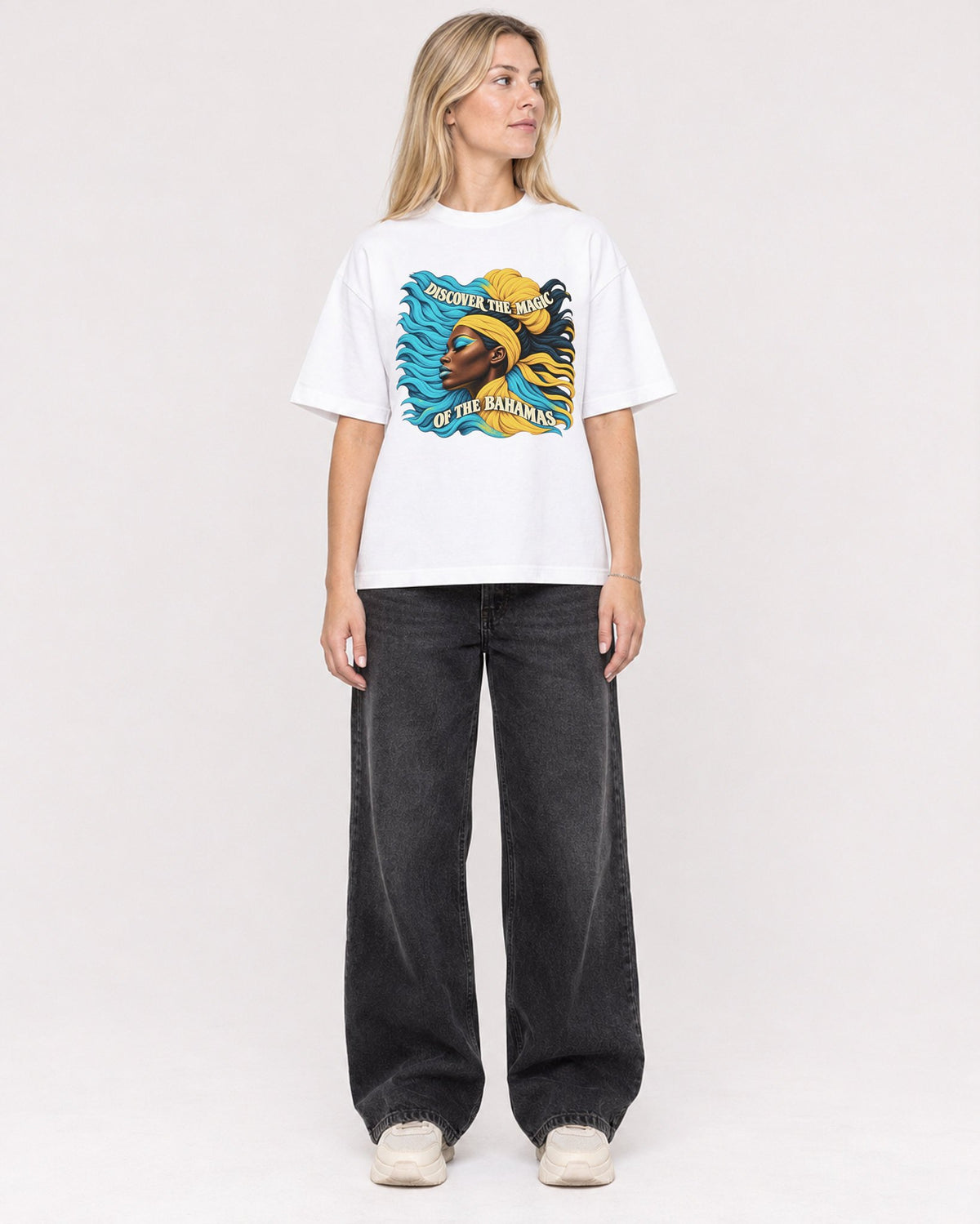 Mockup Boxy Heavyweight Tee White female full-body 08