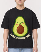 Mockup Boxy Heavyweight Tee Black male close-up 13